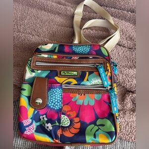 Lily Bloom Colorful Floral Crossbody Bag – Multi-Pocket Travel Purse